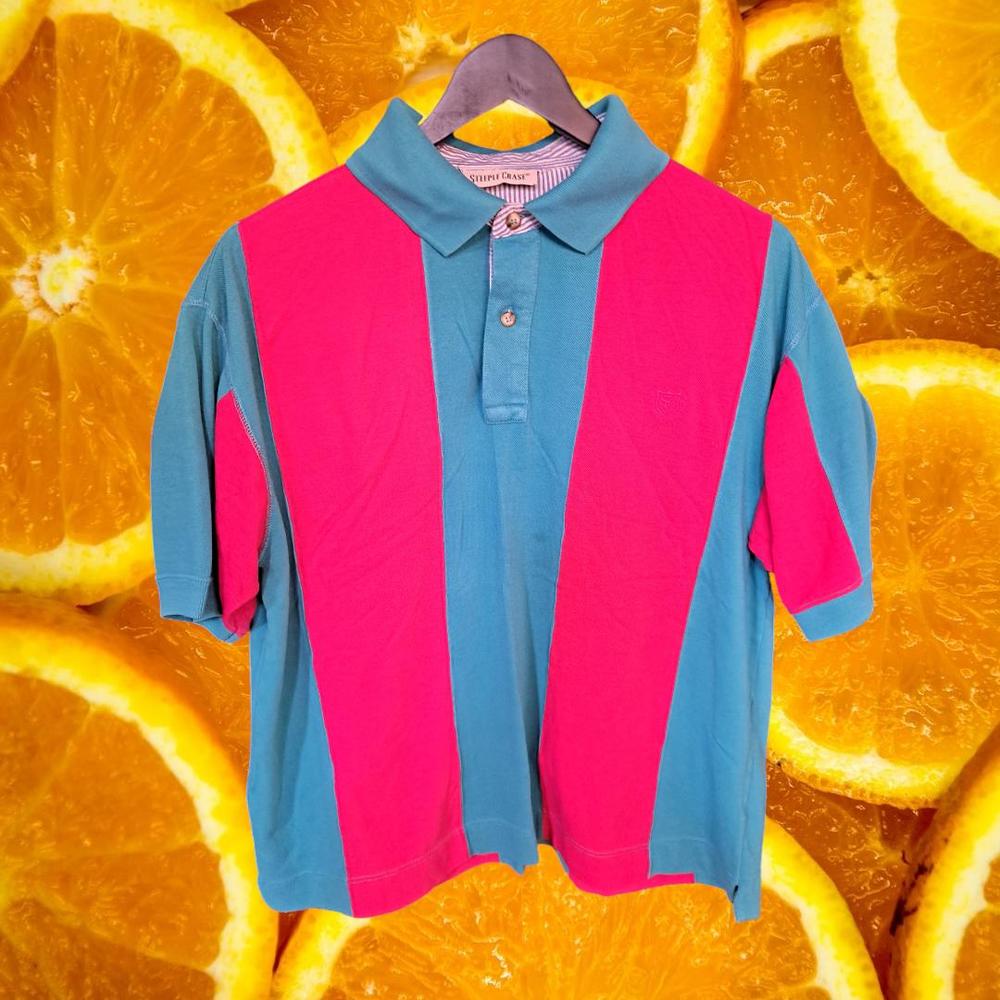 Vintage SteepleChase Red‎ and Blue Striped Polo